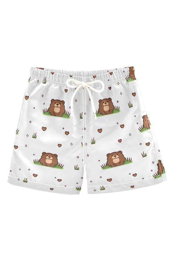 Cute Marmot Pattern Swim Trunks Quick Dry Beach Pool Board Shorts Lightweight Stylish Print Sizes 2T to XL