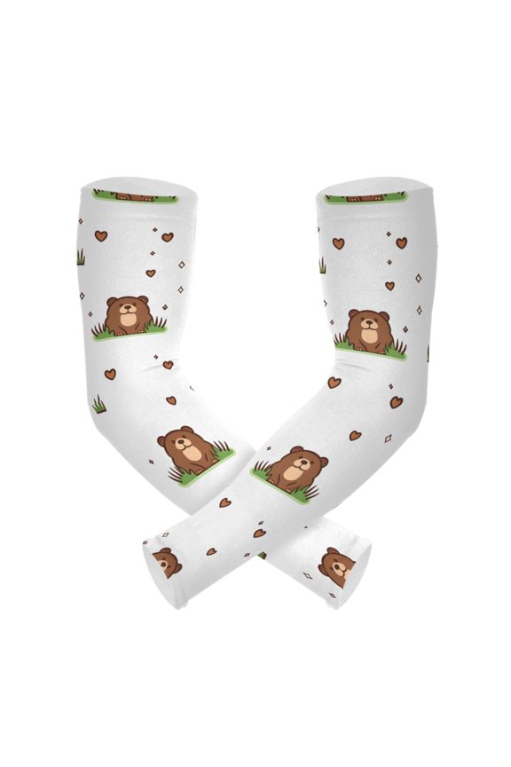 Cute Marmot Pattern UV Protection Cooling Arm Sleeves, Compression Sun Sleeves for Men Women Sports