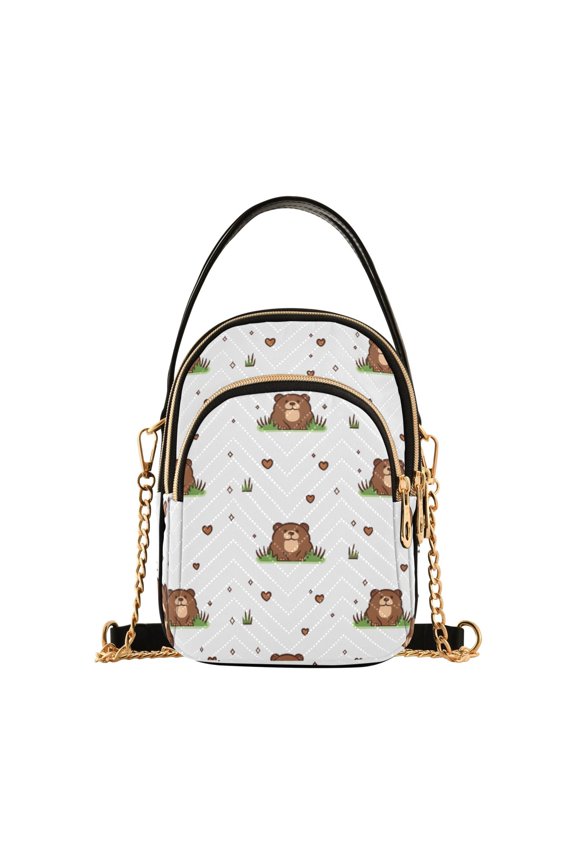 Cute Marmot Pattern Women's Crossbody Handbags Leather Crossbody Bags Fanny Pack Chest Bag for Travel