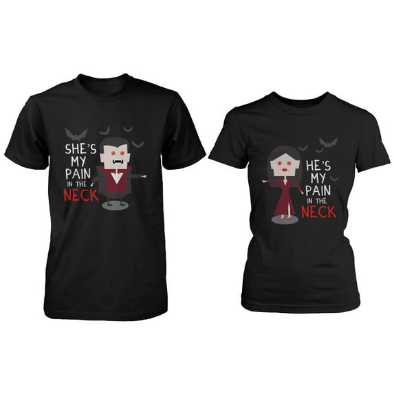 Cute Matching Vampire Couple Shirts for Halloween - My Pain in the Neck