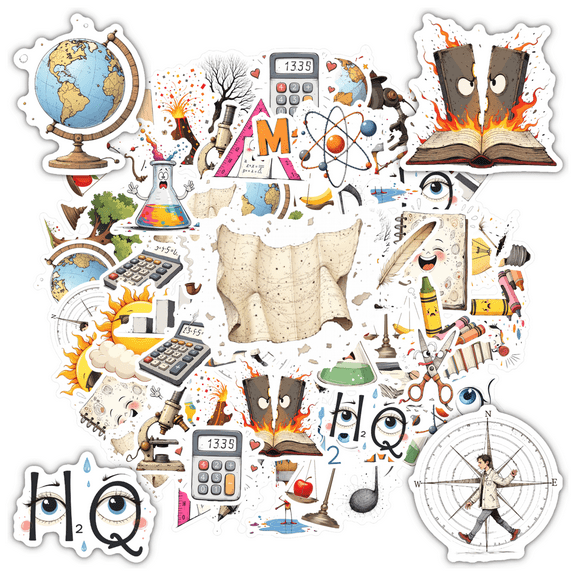 Cute Math Stickers Educational Science Teacher Stickers Fun Music Stationery Stickers for Luggage Phone Laptop