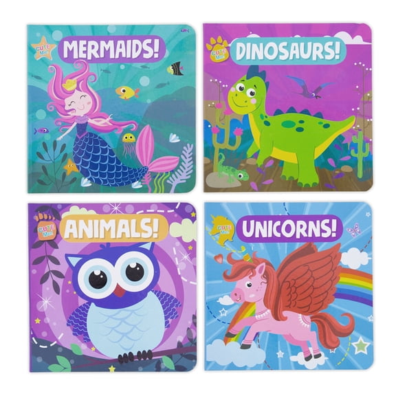 Cute Me! Board Books, 4 Titles, Mermaids Dinosaurs Animals Unicorns, Fun Early Learning Story Book Picture Book for Toddler Children Bedtime Reading Home Classroom, 4-Pack