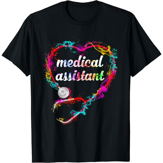Cute Medical Assistant Colorful Stethoscope Heart T-shirt