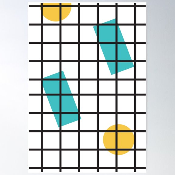 Cute Memphis Grid Poster Wall Art, Modern Wall Decor For Living Room Bedroom, 8x12 UNFRAMED