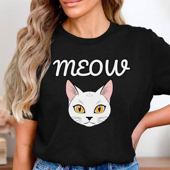 Cute Meow C1At T-S1Hirt, Funny White C1At Face T1EE, Adorable Kittover S1Hirt, Minimalisat Design, Gift for C1At Owners, Pet Lover A1pparel