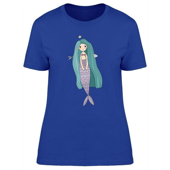 Cute Mermaid Graphic T-Shirt Women -Image by Shutterstock, Female Large