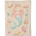 thumbnail image 1 of Cute Mermaid Princess Throw Blanket, Delicious Macarons Dessert Blankets for Bedroom Living Room Couch Decor, Fuzzy Cozy Soft Lightweight Throws, Birthday Gifts for Kids Boys Girls, 50x60 in, 1 of 6