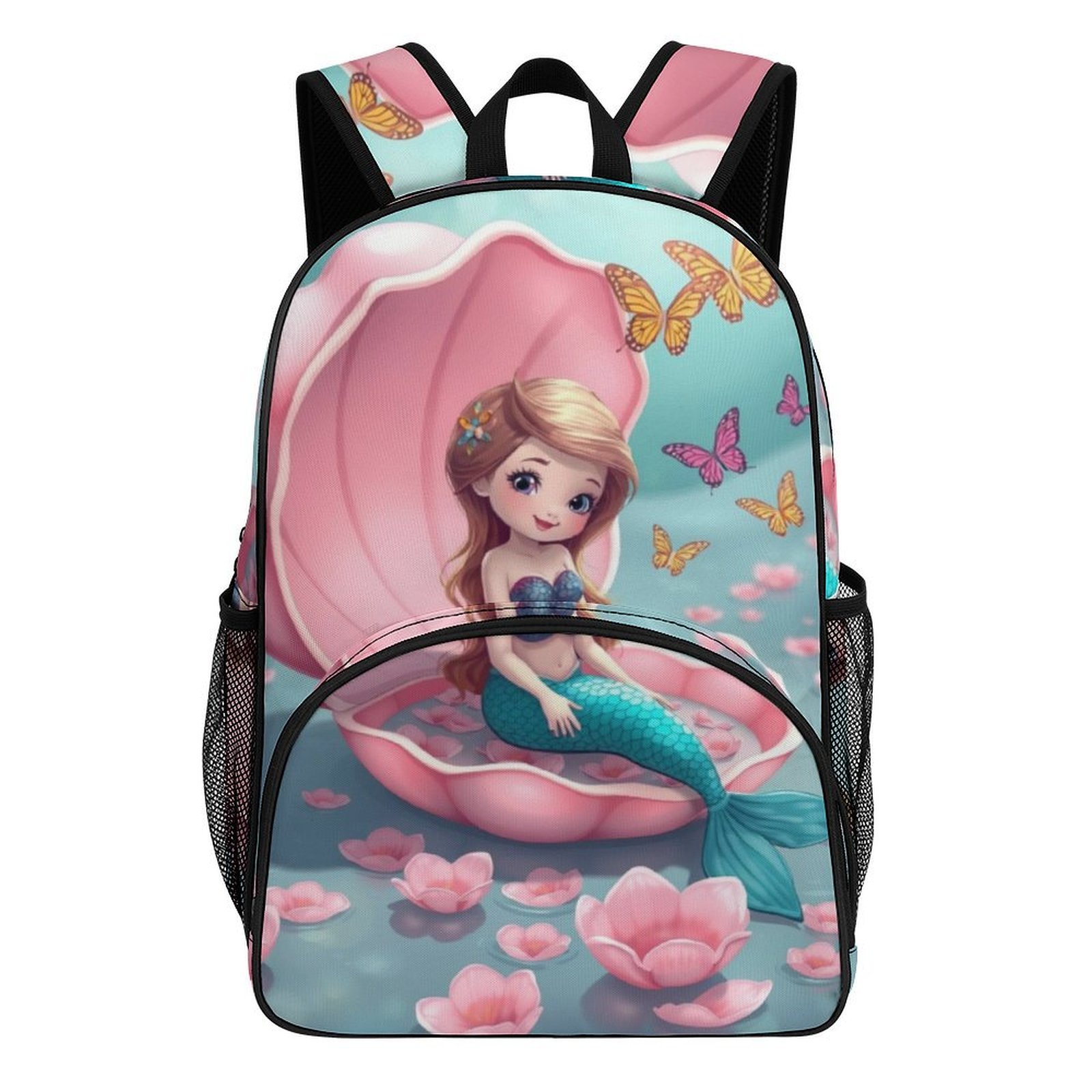 Cute Mermaid Shell Butterflies Flowers Student Backpack Hiking Travel ...