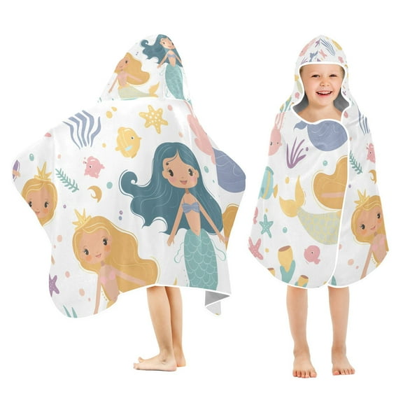 Cute Mermaids Kid Bath Towels Bath Beach Towel Super Soft and Absorbent for Kid Girl Boy Babie Toddler Infant