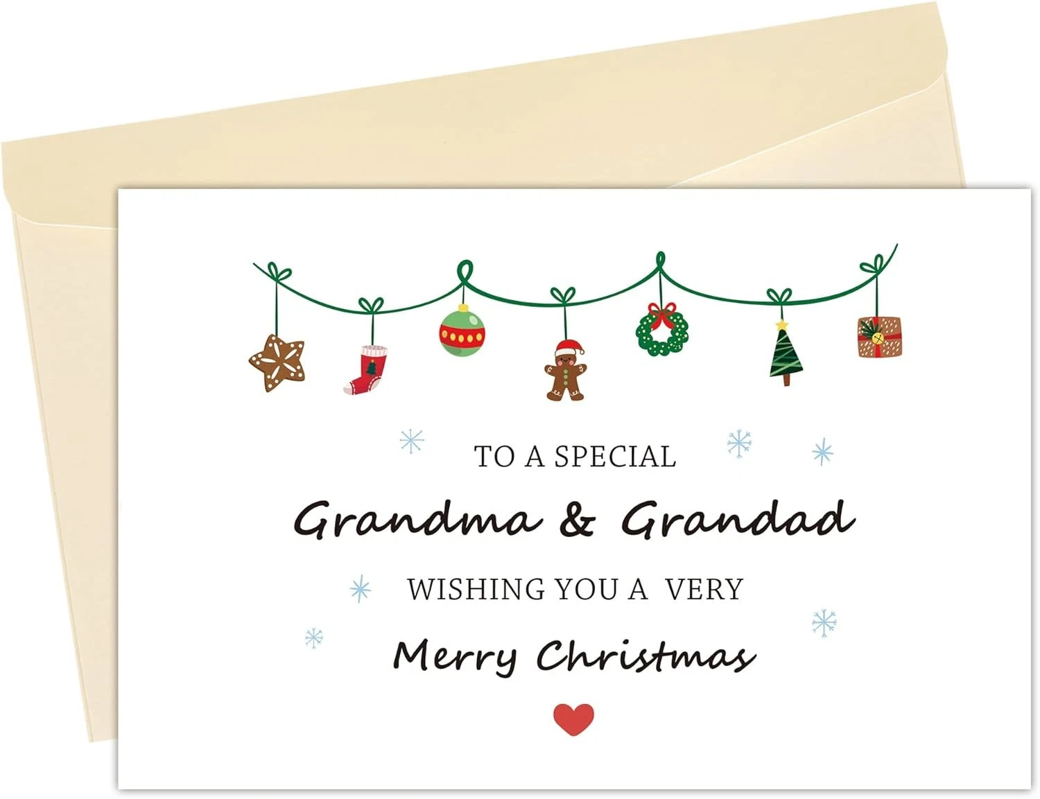Cute Merry Christmas Card For Grandma & Grandad, Holiday Gift For Grandparents,