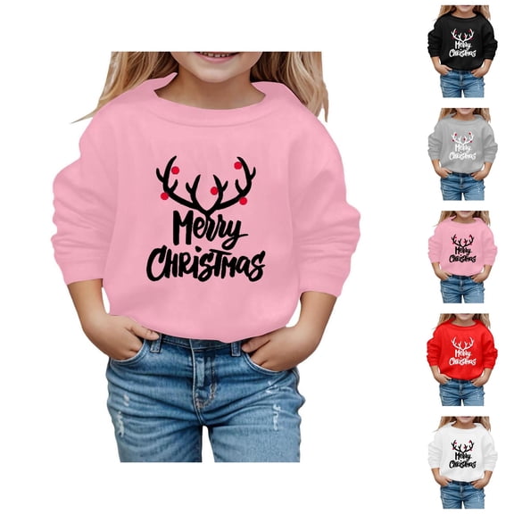 Cute Merry Christmas Sweatshirts for Kids 2025 Long Sleeve Crewneck Graphic Sweatshirt for Boys Girls Pullover Tops