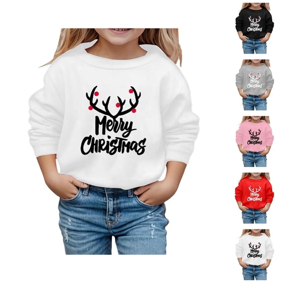 Cute Merry Christmas Sweatshirts for Kids 2025 Long Sleeve Crewneck Graphic Sweatshirt for Boys Girls Pullover Tops