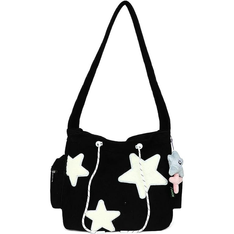 Cute Messenger Bag, Aesthetic Canvas Crossbody Bag, Y2K Star