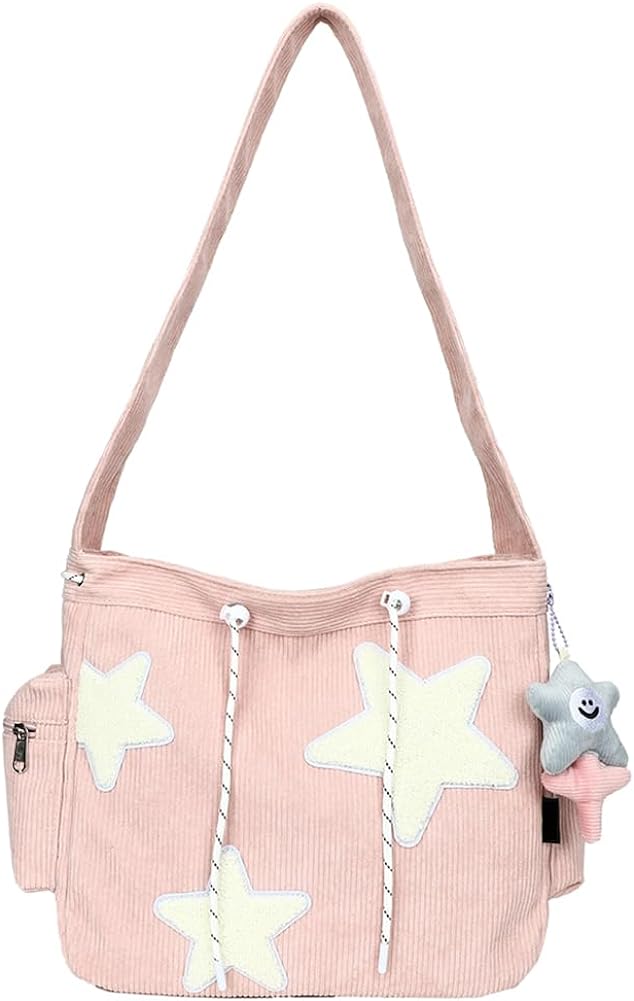 Cute Messenger Bag, Aesthetic Canvas Crossbody Bag, Y2K Star Shoulder