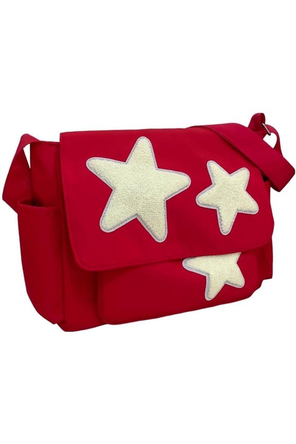 Cute Messenger Bag Aesthetic Crossbody Bag Y2K Star Grunge Bag Emo Shoulder Tote Purse for Women-l-red