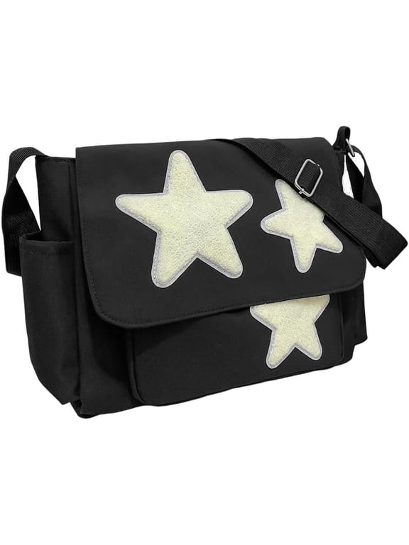 Cute Messenger Bag, Aesthetic Crossbody Bag, Y2K Star Grunge Bag Emo Shoulder Tote Purse for Women