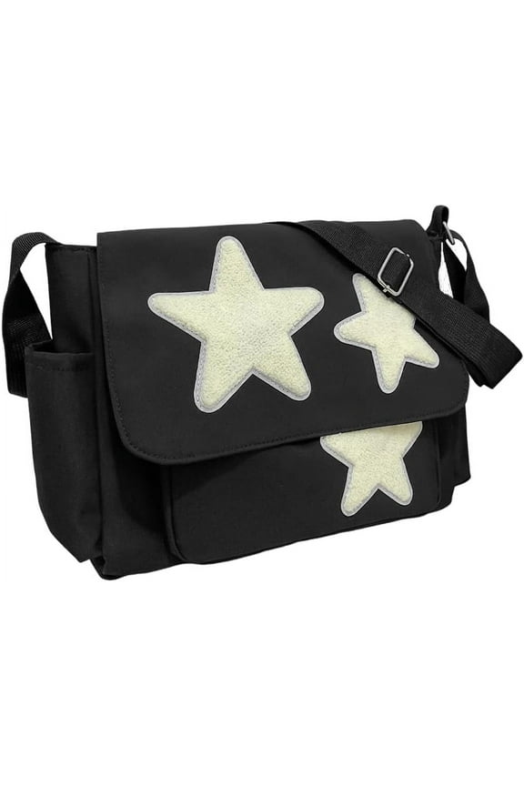 Cute Messenger Bag, Aesthetic Crossbody Bag, Y2K Star Grunge Bag Emo Shoulder Tote Purse for Women