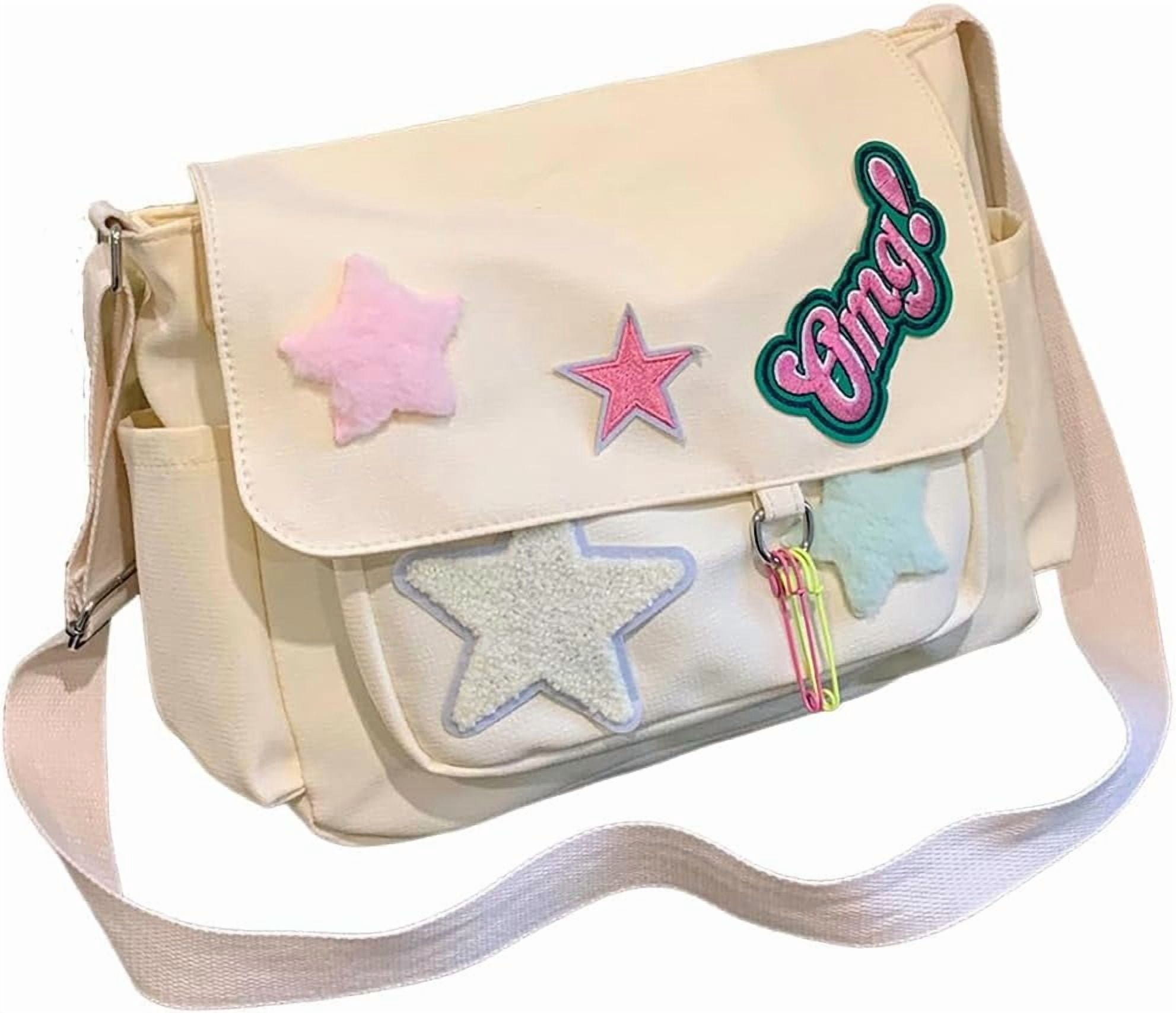 Cute Messenger Bag, Aesthetic Crossbody Bag, Y2K Star Grunge Bag Emo Shoulder Tote Purse for Women