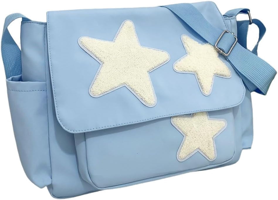 Cute Messenger Bag, Aesthetic Crossbody Bag, Y2K Star Grunge Bag Emo Shoulder Tote Purse for Women