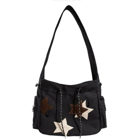 Cute Messenger Bag Canvas Shoulder Bag Star Crossbody Purse Y2K Tote Bag Kawaii Aesthetic Hobo Handbag for Women