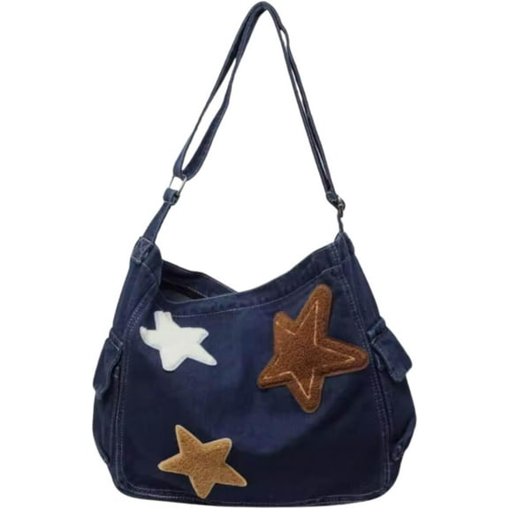 Cute Messenger Bag, Y2k Star Shoulder Bag,Retro Denim Crossbody Denim Tote Purse For Women