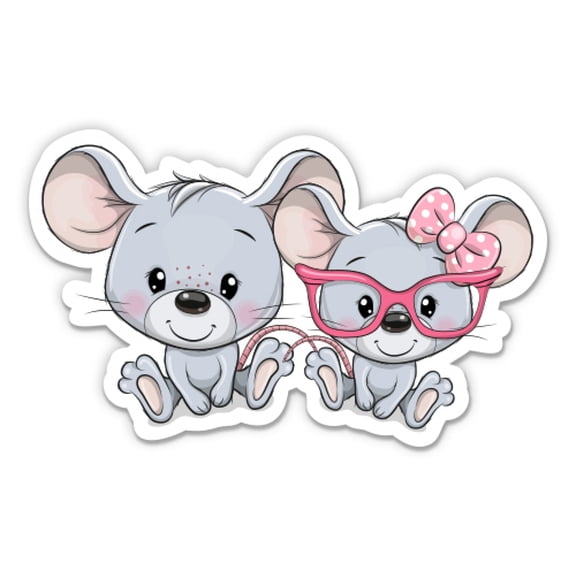 Cute Mice - 3" Vinyl Sticker - For Car Laptop Water Bottle Phone - Waterproof Decal