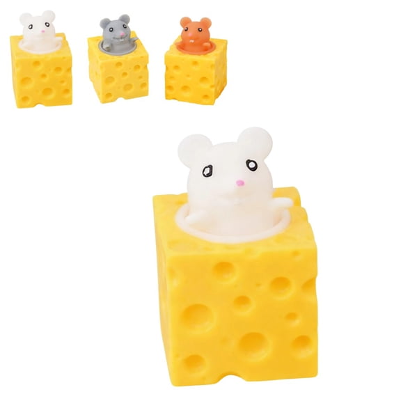 Cute Mice Squish Toys Cheese Cup Squeeze Fidget Toys Stress Relief Anxiety ADHD Sensory Toy for Kids Adults Party Favors Classroom Prizes
