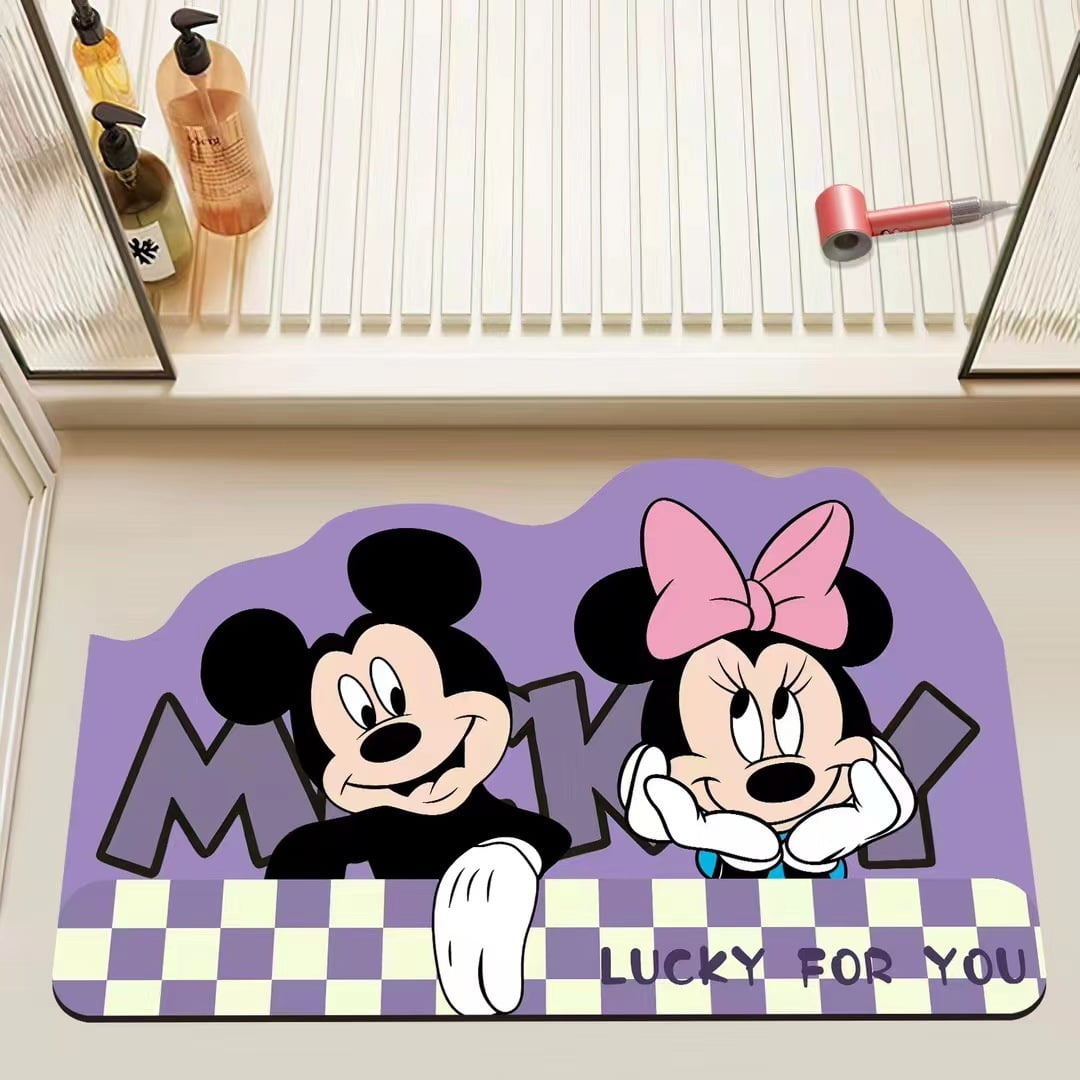 Cute Mickey Minnie Area Rug Anime Bathroom Rug Cartoon Character Non