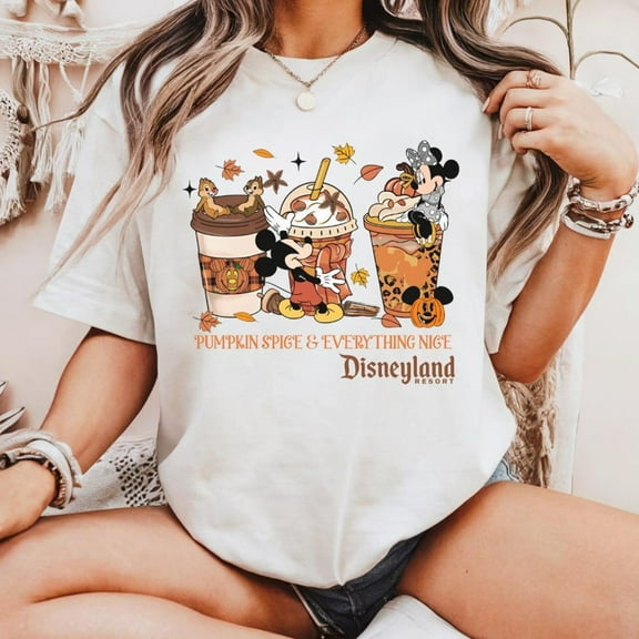 Cute Mickey Minnie Mouse Pumpkin Spice Everything Nice Autumn Leaves Shirt, Disneyland Pumpkin Spice Shirt, Pumpkin Season Shirt, Disney Fall, S-5XL Shirt