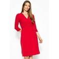 thumbnail image 1 of Cute Midi 3/4 Sleeve Dress With A Overlapping V-neck Line And A Belted Waist Select Size: 2XL, 1 of 1