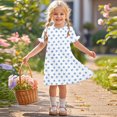 thumbnail image 1 of Cute Midi Dresses for Girls Size 3-12 Toddlers Kids Trendy Star-Printed Short Sleeve Crewneck Pullover Comfort Hawaiian Beach Dress, 1 of 8