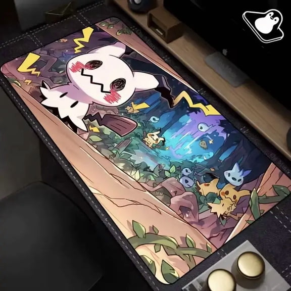 Cute Mimikyuu Mouse Pad XL, TCG Play Mat, Mystery Creature Mousepad, Cozy Gothic Anime Style, Gamer Gift Idea