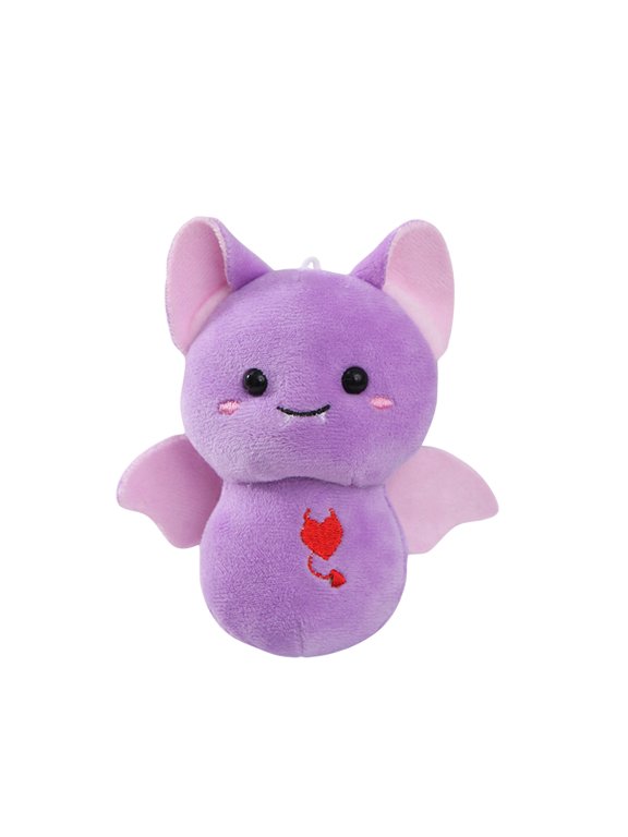 Cute Mini Bat Plush Keychain Pendant, Kawaii Halloween Bat Stuffed Doll with Devil Heart Embroidery, Multi-Color Soft Bat Ornament for Bag Gift Party Decor