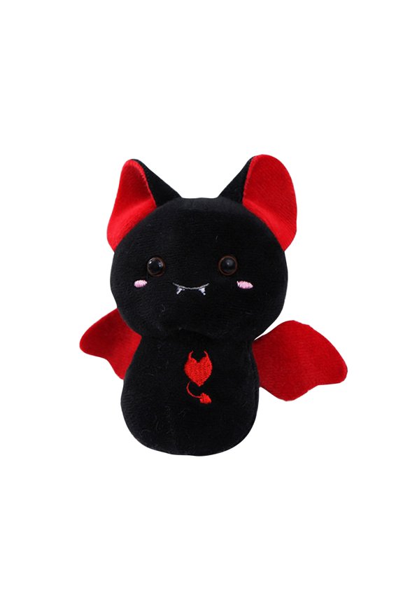 Cute Mini Bat Plush Ornament with Heart Embroidery, Soft Fluffy Small Bat Stuffed Decor Pendant, Gothic Halloween Themed Hanging Decor for Bag Keychain Home Display
