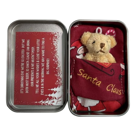 Cute Mini Bear Christmas Pocket Bear Hug Toy Stuffed Animal Plush Tiny Bear Doll with Tinbox Kids Christmas Favor Gift