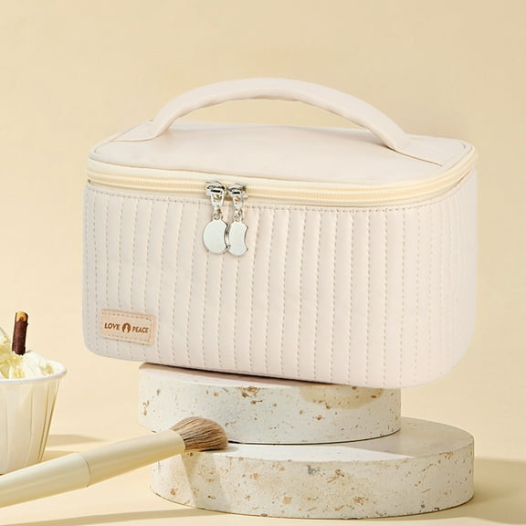 Cute Mini Cosmetic Pouch Makeup Bag for Women Quilted Beauty Zipper Storage Handy Organizer