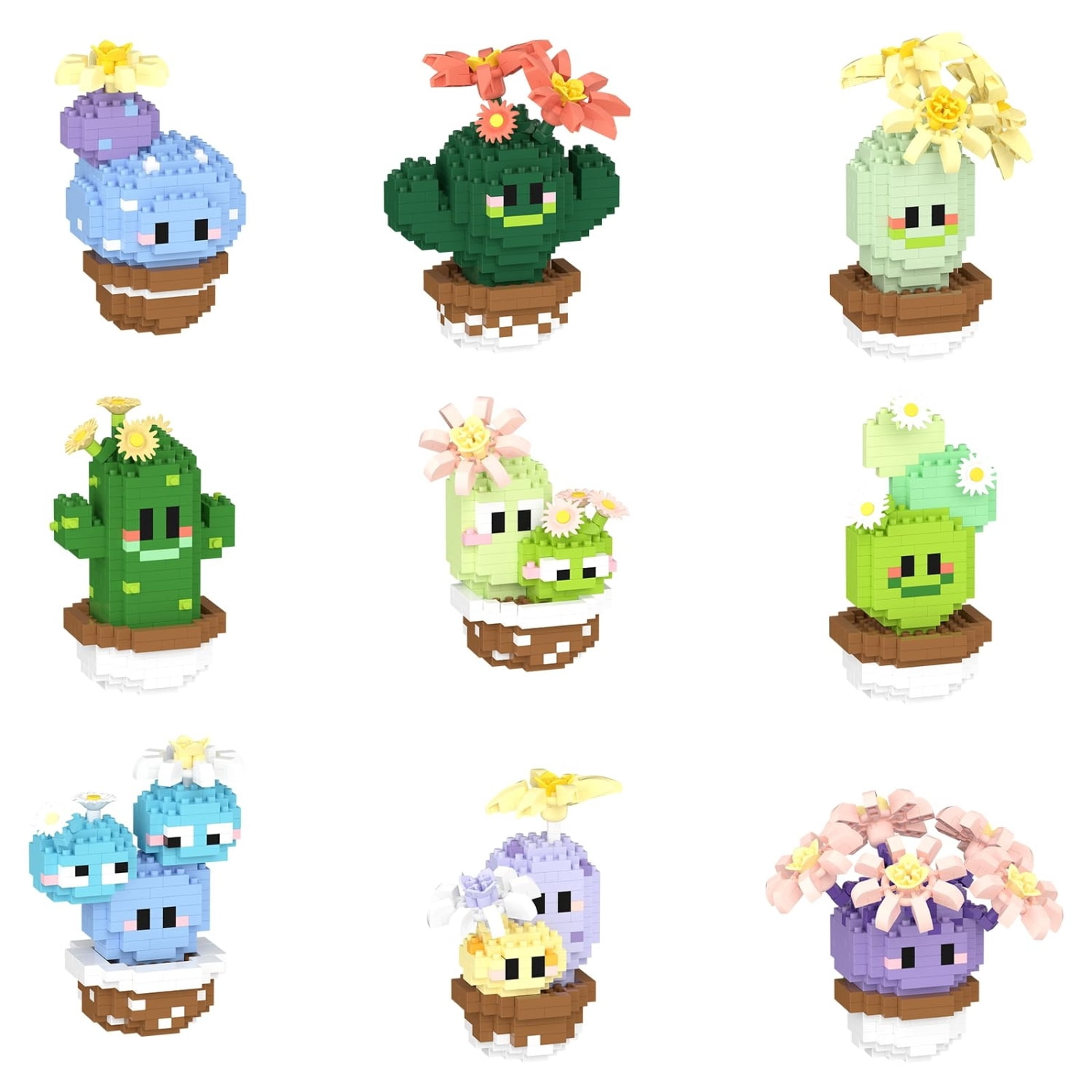 Cute Mini Cute Cactus Succulent Plants Bonsai Building Toy Potted Plant ...