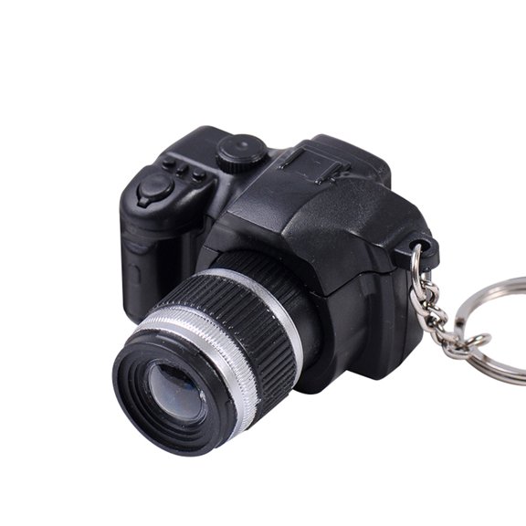Cute Mini DSLR Camera LED Lighting Voice Pendant Keychain Key Ring Gift Decor
