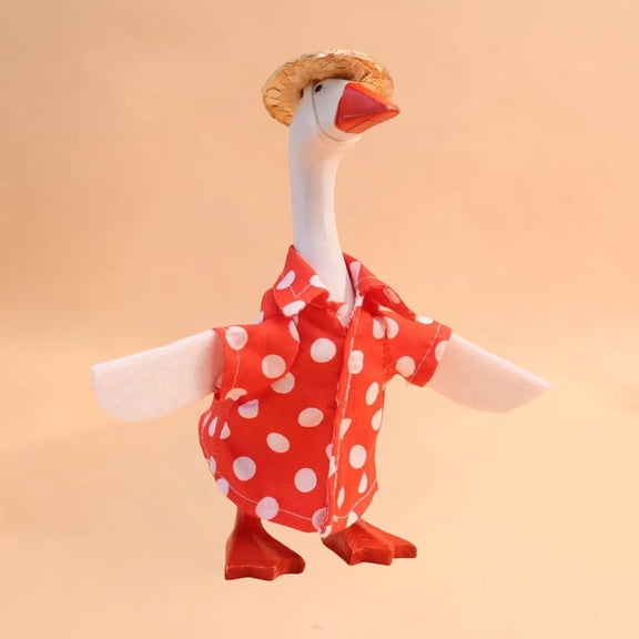 Cute Mini Desk Goose, Red Polka Dot Handmade Ceramic Animal Figurine, Fun Office Desk Decor & Creative Desk Accessory, Kids' Room Nursery Decor, Playroom Toddler Gift