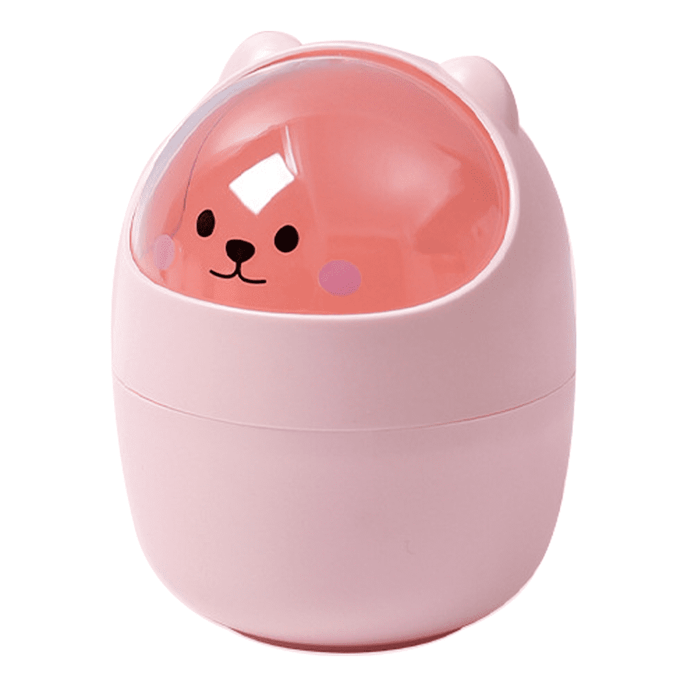 Cute Bear Shape Trash Can Wastebasket Large Capacity Cartoon Desktop