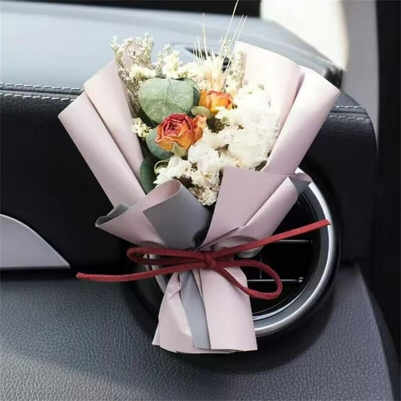 Cute Mini Dried Flowers Bouquet for Car Vent Clips, Small Bouquet Car Freshener Vent Clips,Mini Natural Dried Flower Bouquet Car,Car Essential Oil Diffuser Vent Clip,Auto Interior Accessories