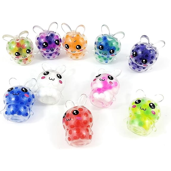 Cute Mini Easter Bunny Stress Toys, Random Color Squishy Balls, Perfect for Easter Egg Hunt, Basket Stuffers, Party Supplies & Daily Anxiety Relief