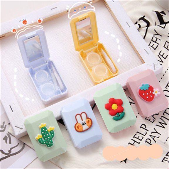 Cute Mini Fruit-Shaped Travel Contact Lens Case With Mirror, Includes Applicator, Tweezer & Double Case - 1 Set, Travel Outdoor Cute Mini Fruit Shape Storage C^Ontact L^Ens Holder Makeup Organizers