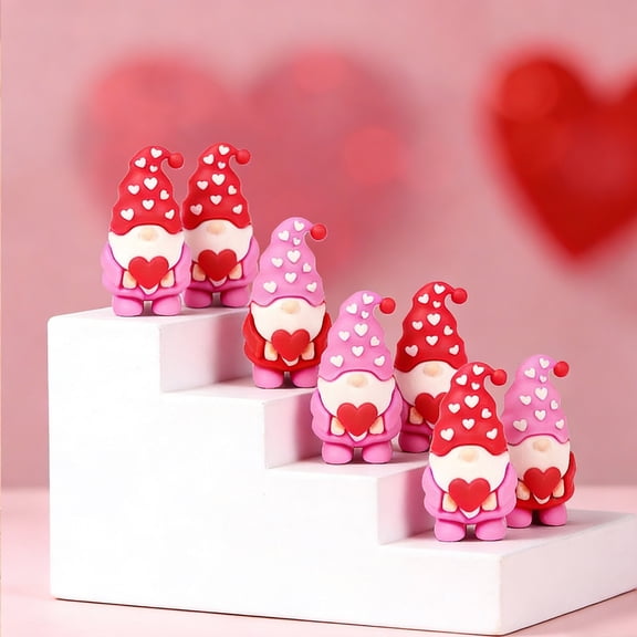 Cute Mini Heart Gnomes Set of 12, Small Valentine Ornaments, Valentines Day Decorative Figures, Wedding Mini Gnomes Figurines, Gifts for Mothers Day Party Decoration