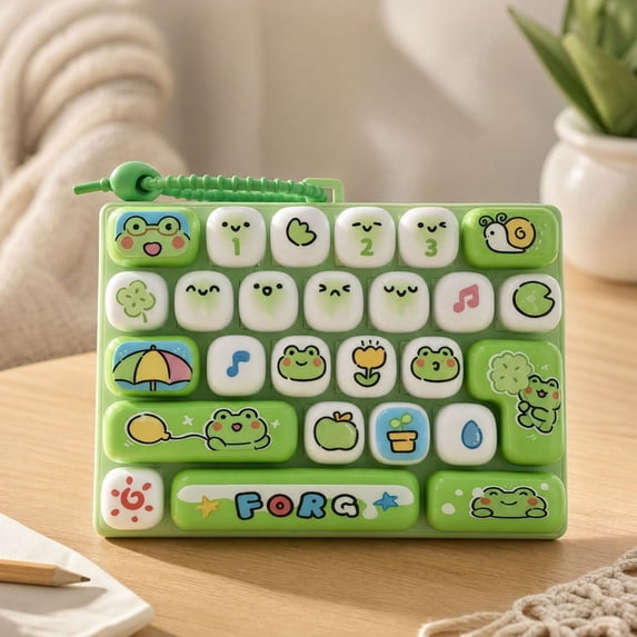 Cute Mini Keyboard Fidget Toy Keychain, Press Sensory Stress Relief Toy with Click Sounds and Keyring, for Bag Pendant Backpack Decoration Gift and Anxiety Relief