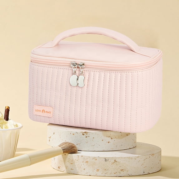 Cute Mini Makeup Bag For Women Small Quilted Cosmetic Pouch Travel Organizer Handy Zipper Beauty