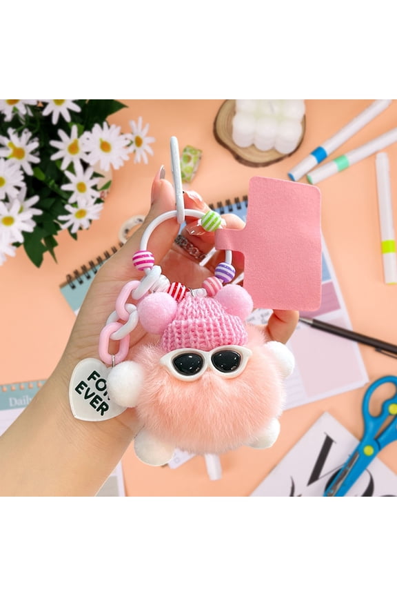 Cute Mini Plush Keychain Stuffed Animal Toy Charm with Safe Embroidery Eyes for Backpack Bag Purse Keys Ki-ds Gi-rls