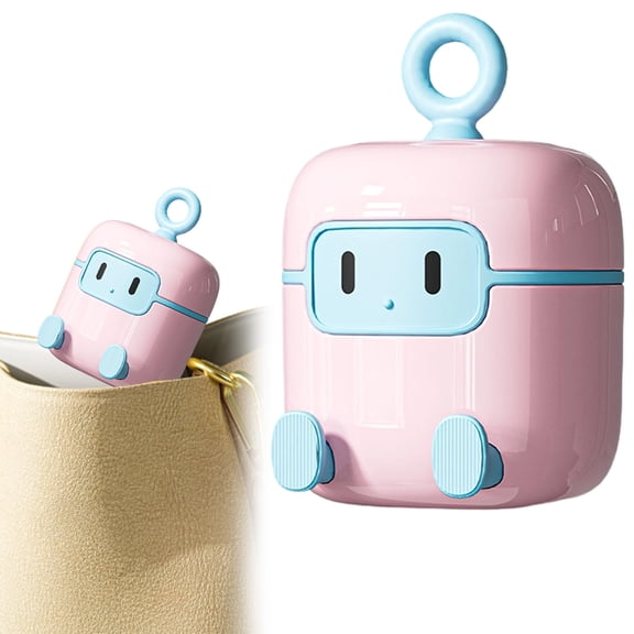 Cute Mini Robot Shape Lint Remover with Roller, Reusable Lint Gel Roller, Home Decor, Washable Pet Dog Cat Hair Remover for Clothing, Pet Hair, Dust, Lint, Travel and Home Use (Light Purple)