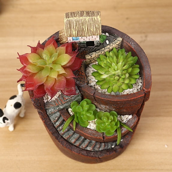 Cute Mini Succulent Planter Flower Plant Bonsai Pot Micro Landscape Garden Decor by Mightlink
