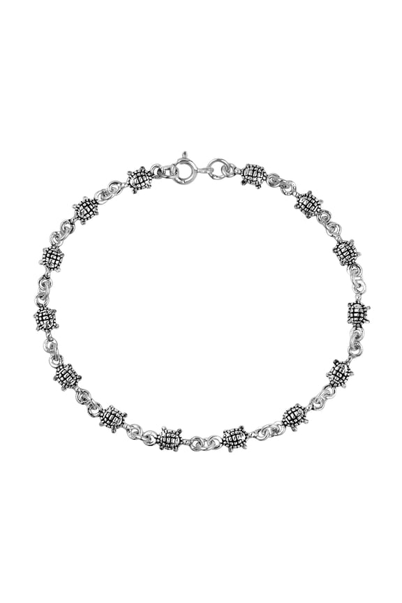 Cute Mini Walking Turtle Link .925 Silver Bracelet